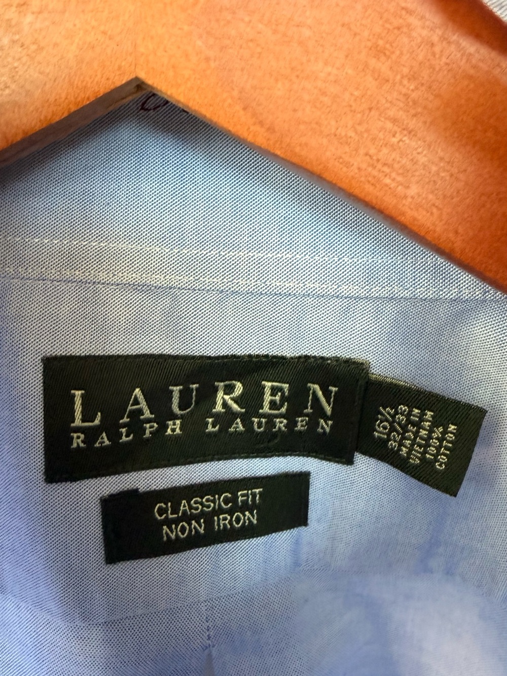 Lauren Ralph Lauren Chambray Blouse Upcycled Ruffle Blouse Embroidered M - Picture 10 of 13